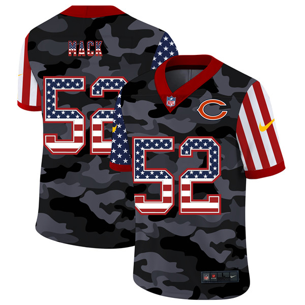 Men's Chicago Bears #52 Khalil Mack 2020 Camo USA Flag Limited Stitched Jersey